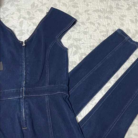 GUESS Navy Sleeveless Denim Jumpsuit - Picture 10 of 10